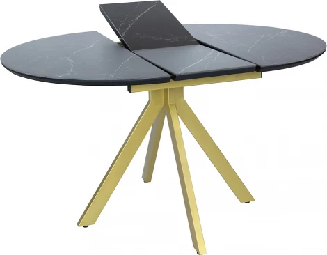 Стол Bradex Home Rudolf круглый раскладной 100-130x100x75см, черный керамогранит, матовое золото (RF 0641)