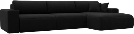 Диван угловой Лига-036 НПБ Классик Лонг правый угол (Черный/Микровельвет) Лига Диванов арт.121382