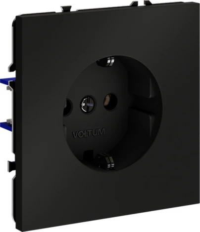 Розетка с заземлением (черный матовый) Voltum S70 VLS040108