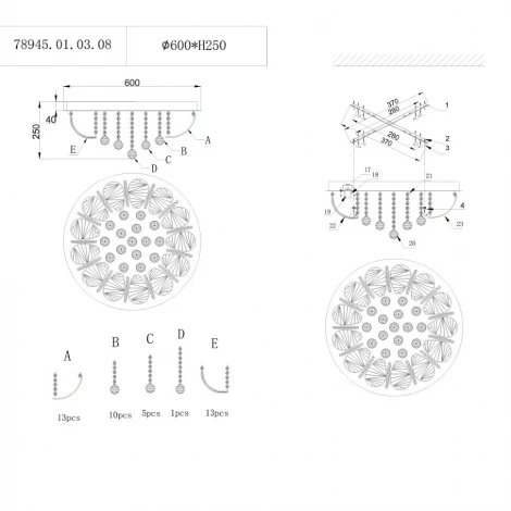 Потолочная люстра Wedo Light Nailya 78945.01.03.08