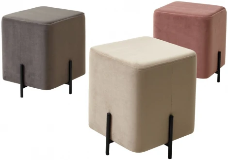 Пуф для гостиной ФЕЛИКС квадратный розовый #15, велюр / черный каркас М-City