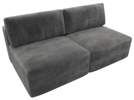 Диван прямой модульный Лига-060 НПБ (ЛДСП,Брус,Фанера/Пластик/Велюр/Серый) Лига Диванов 129458