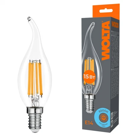 Светодиодная лампа FILAMENT 15Вт 6500K Е14 Wolta WF-CT35-15W6KE14
