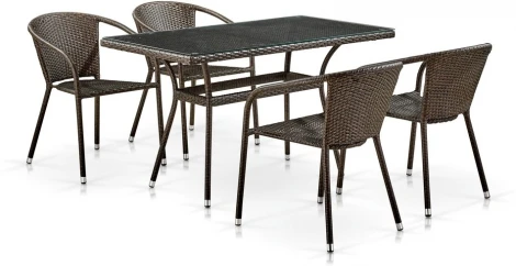 Комплект плетеной мебели Afina T286A/Y137C-W53 Brown (4+1)