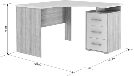 Стол компьютерный Лайт К4, цвет дуб сонома/белый Mebelson (арт.СК4Лайт.1623)