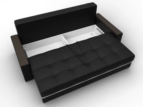 Диван прямой с декором Лига-096 НПБ (ДВП,ДСП,ЛДСП,Брус,Фанера/Пластик/Экокожа/Черный,Белый) Лига Диванов 133430