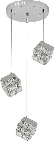 Подвесной светильник (12048/3P Chrome) Indigo Radioso V000136L (LED, 220V, на проводе, куб)