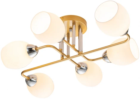 Потолочная люстра на штанге Escada Hope 1132/6P Gold 6x60Вт E27, металл/стекло, золото/серебро