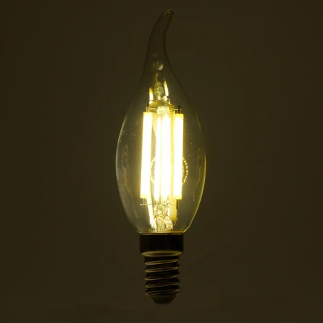 Лампа светодиодная филамент C35T свеча на ветру 8W 175-265V E14 4000К Feron LB-1218 51266
