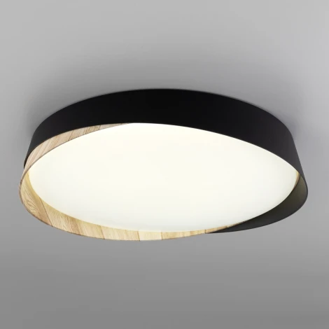 Потолочный светильник RGB круглый Citilux Bonny CL754351G Черный+Клен LED с пультом (220V, круглые)