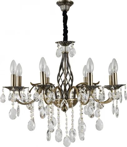 Подвесная люстра Escada Okere 2107/8P 8x40Вт E14, металл/хрусталь, античная бронза/прозрачный (220V, подвески, на цепи, подсвечник, свеча)