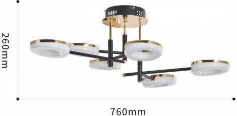 Потолочная люстра светодиодная на штанге Arte Milano Ferrara-72999 272999/6 BK/GD (220V)