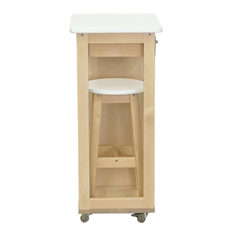 Тумба с табуретом белый/лак Mebelik 008481