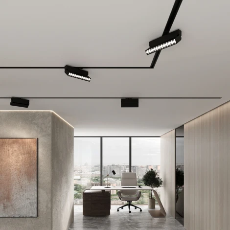 Алюминиевый профиль для монтажа в натяжной потолок однофазного шинопровода черный 2м Basic System Elektrostandard 85234/00