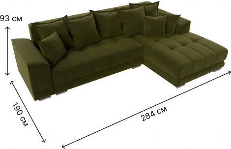 Диван угловой НордСтар правый угол (Зеленый/Микровельвет) Лига Диванов арт.121114