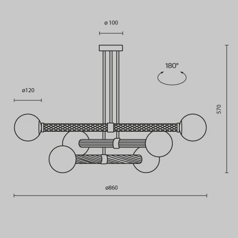 Потолочная люстра ярусная на штанге Maytoni Teatro MOD287PL-06BS (220V, шарики)