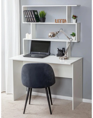 Письменный стол Woodville Дижон с надстройкой белое тиснение 553675