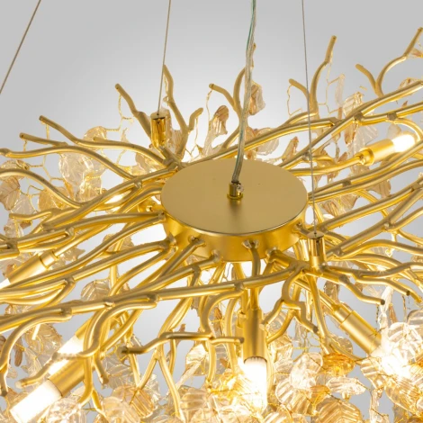 Подвесная люстра AM Group FOREST DL1200 GOLD (220V, на тросе, листья)