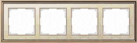 Рамка на 4 поста (золото/белый) W0041429 (a051326)