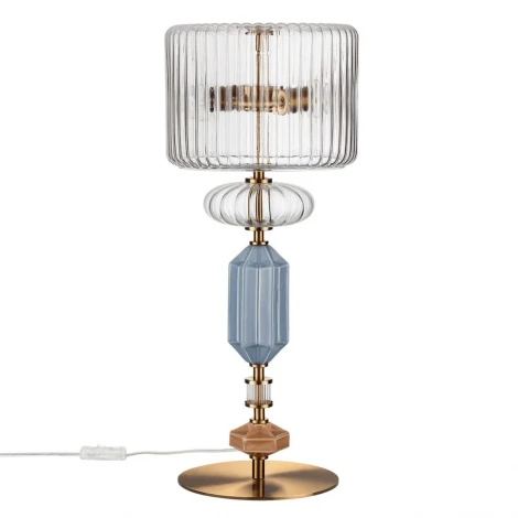 Настольная лампа с выключателем Odeon Light Terra 5414/2TA античная бронза/терракот/синий/металл/керамика E14 2*40W