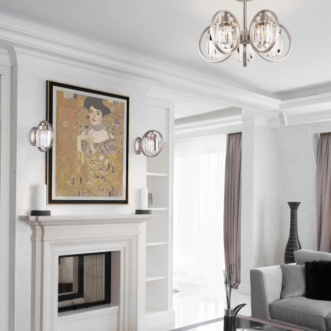 Потолочная люстра Eurosvet Loraine 10095/5 сатин-никель/прозрачный хрусталь Strotskis