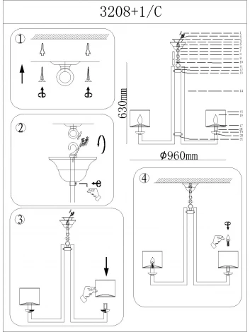 Подвесная люстра Newport 3200 3208+1/C gold без абажуров