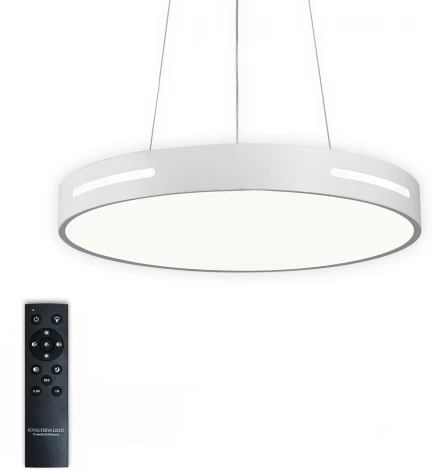 Подвесной светильник с пультом ДУ 140W, белый, LED Natali Kovaltseva INNOVATION STYLE 83138 (регулировка яркости, 220V, на тросе, круглые)