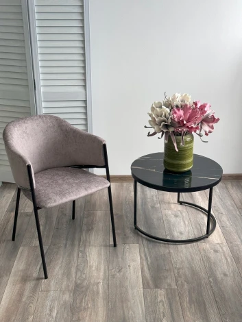 Стул M-City ДИЛЛ, цвет RAIN 11 капучино, велюр / черный каркас