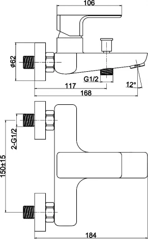 Смеситель Cersanit Geo 63040 для ванны с душем