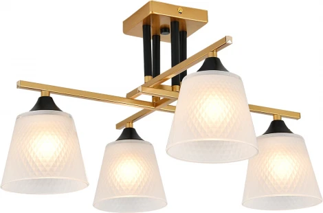 Потолочная люстра на штанге Escada Deutzia 2128/4P 4x40Вт E27, металл/стекло, шампань, белый матовый плафон (220V)