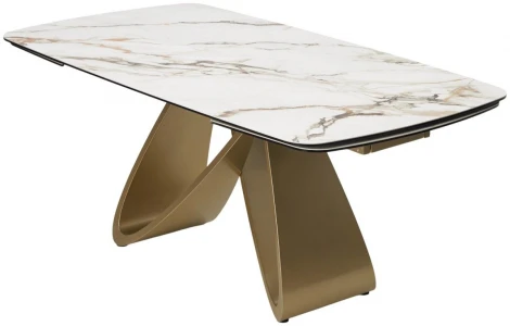 Стол ПАЛАСИО (PALACIO) 180 цвет KL-188 Контрастный мрамор матовый, итал керамика/ ШАМПАНЬ, ®DISAUR M-City 64341