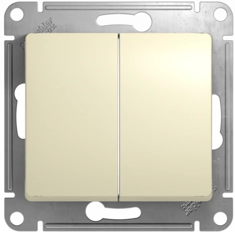 Выключатель встраиваемый двухклавишный (бежевый) Systeme Electric GSL000265