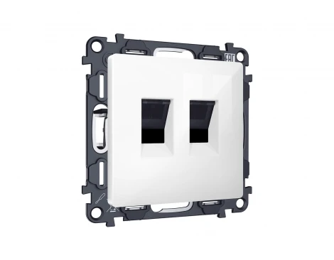 Комплект механизма двойной Ethernet RJ-45 розетки с автоматической защитной шторкой встраиваемый (белый глянец) Ambrella Volt QUANT MA112110