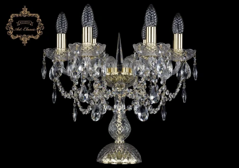Интерьерная настольная лампа Art Classic 12.25 12.25.6.141-37.Gd.Sp (220V, хрусталь, подвески, подсвечник, свеча)