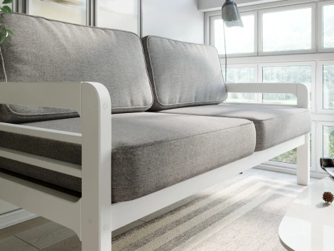 Диван Arsko прямой Бергер Б белая эмаль рогожка серая