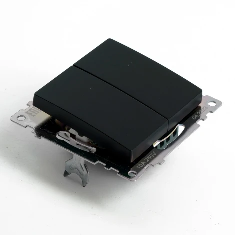 Переключатель двухклавишный (черный) Stekker Катрин 49167