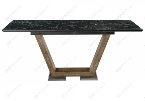 Стол на тумбе Woodville Иматра мрамор черный / черная шагрень 462388