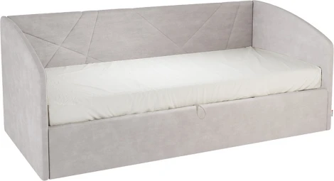 Кровать с подъемным механизмом Квест (Софа) 90х200 см Mebelson (ДСП,ЛДСП,Велюр/Серый) арт.KM.S-17.2173