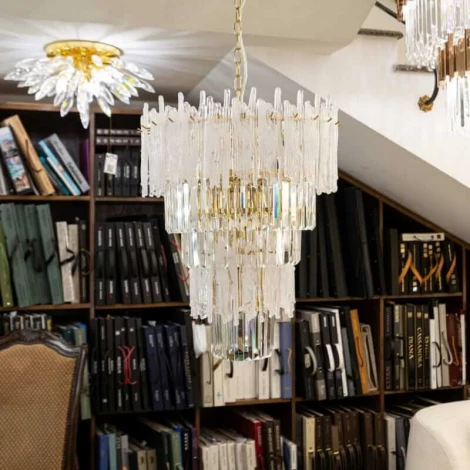 Подвесная большая люстра каскадная Glacier L05012.92 (220V, хрусталь, на цепи)