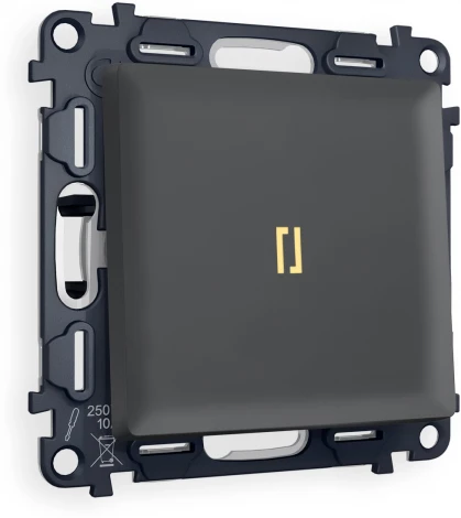 Комплект механизма Ambrella Volt 1-клавишного проходного выключателя с подсветкой 3200K ALFA MA902030 Графит мягкое касание QUANT