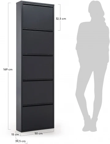 Ящик для обуви La Forma (ex Julia Grup) Ode (Черный/ Сталь,Металл)