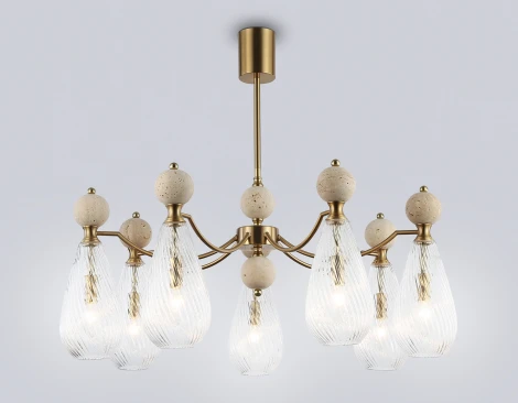 Потолочная люстра на штанге с травертином Ambrella Ceramo Modern LH53287