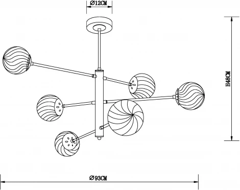 Потолочная люстра Arte Lamp Segin A3566PL-6BK