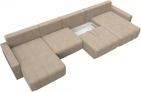 Диван п-образный с полками Лига-053 НПБ Лонг Лига Диванов (Велюр) арт.128981