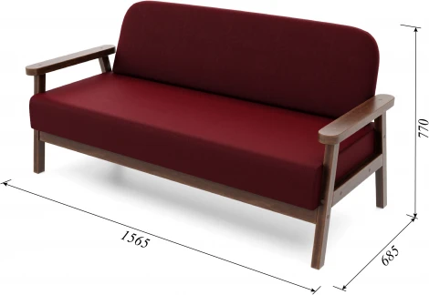 Диван Arsko прямой Флори М орех велюр бордовый