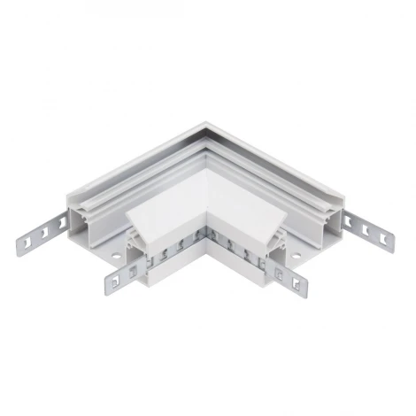 Угловой соединитель горизонтальный для шинопровода с закладным профилем белый для натяжного потолка ПВХ AM Group AM540 WH SMART