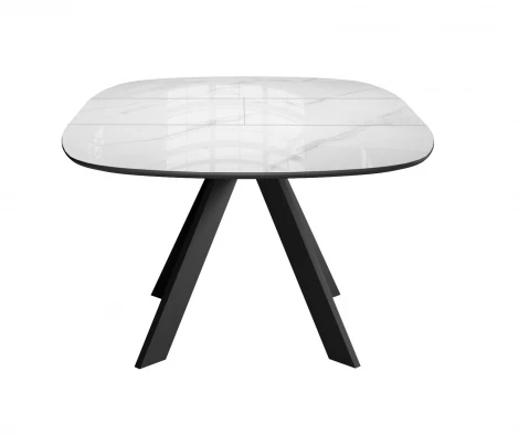 Стол DikLine BK100 Керамика Carrara Gloss (мрамор глянец белый)/подстолье черное/опоры черные 00-00085044