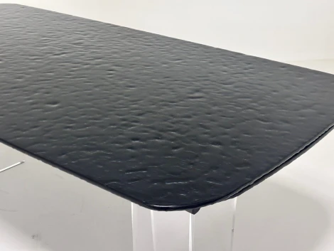 Стол ЛАУРИТЦ (LAURITS) 200 цвет ЧЕРНЫЙ (GREY), стекло BUBBLE / Прозрачный каркас ®DISAUR M-City 64663