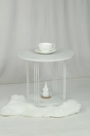 Столик кофейный Sheffilton SHT-CT32-1 белый муар/бетон лофт от фабрики Sheffilton