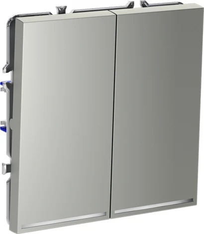 Проходной переключатель двухклавишный с подсветкой (сталь) Voltum S70 VLS020405